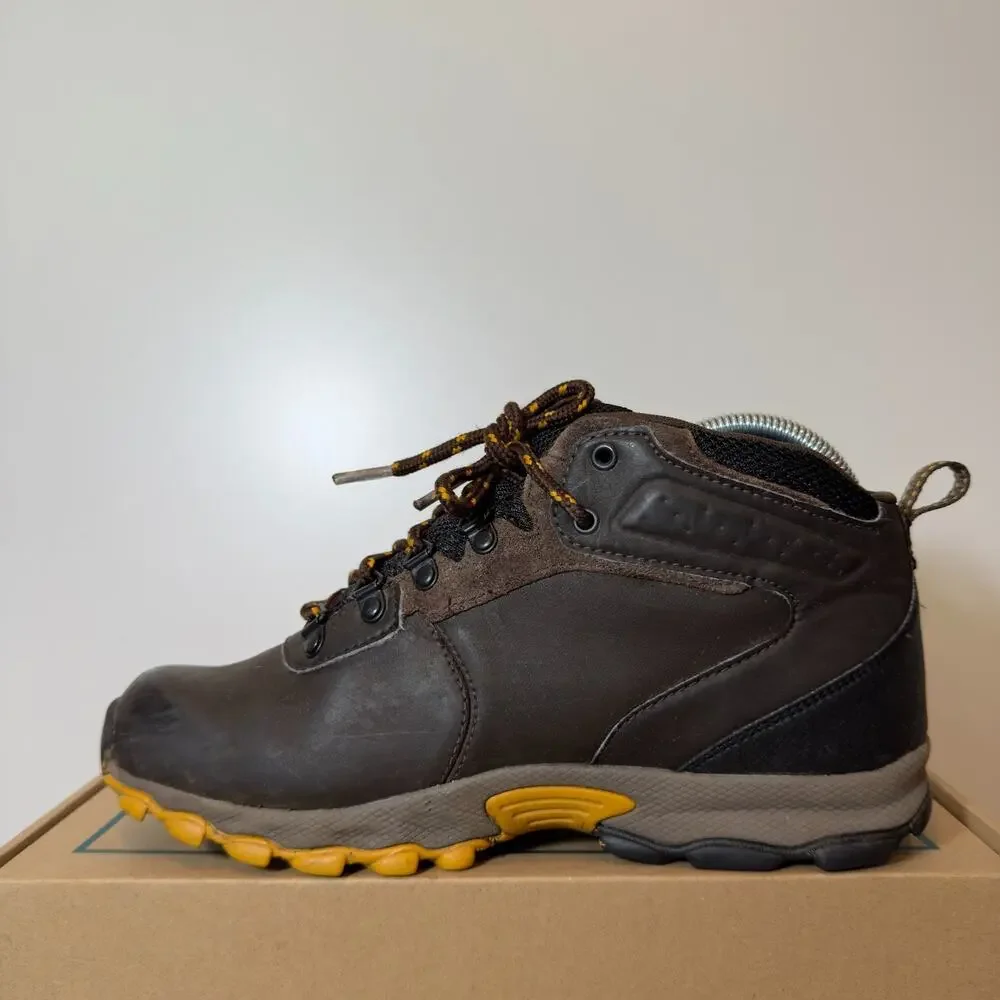 Columbia Youth 7 Brown Leather Waterproof Hiking Boots Omni-Grip Outdoor Shoes